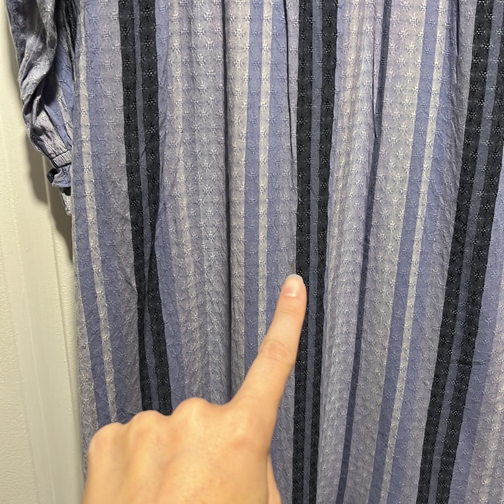 Universal Thread XS S M Blue Lavender Striped button up long sleeve Midi dress - Picture 15 of 16